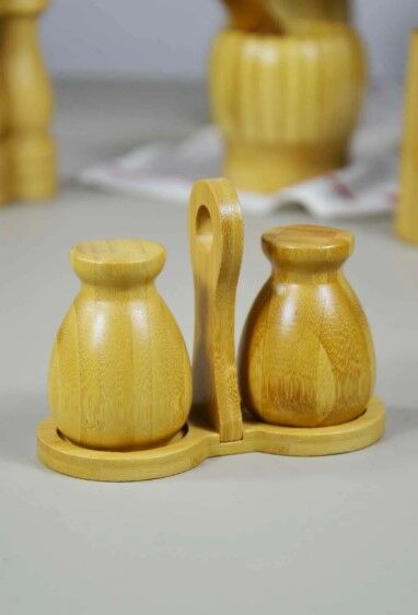 2'li Bambu Tuzluk Seti Yumurta Model - 45 - 1