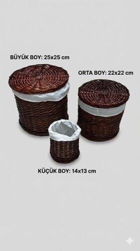 3 Adet Hasır Patates Soğan - Çamaşırlık - Genel Amaçlı Saklama Kutusu Kızıl - C303 - 2