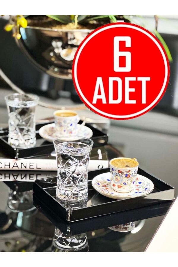 6'LI Siyah Sunum Nişan Kahve Pleksi Tepsi - 1